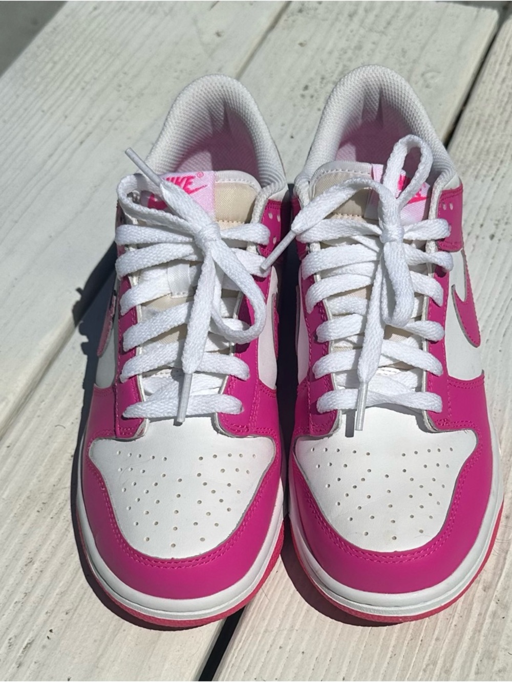Nike White and Hot Pink Low-Top Sneakers
